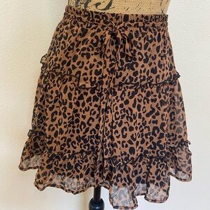 Sienna Sky Leopard Print High Waisted Mini Skirt